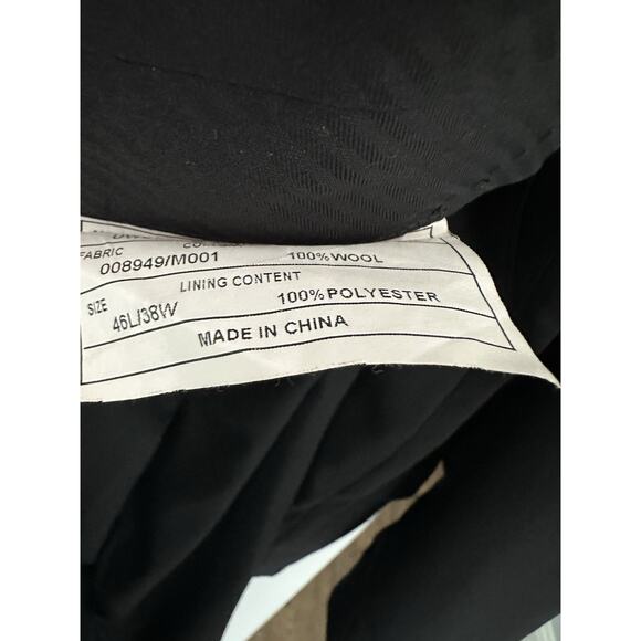 Emanuel Ungaro Black 2pc Men's Suit 3 Button Jacket Cuff Pant Wool 46L 38W READ - Picture 4 of 14